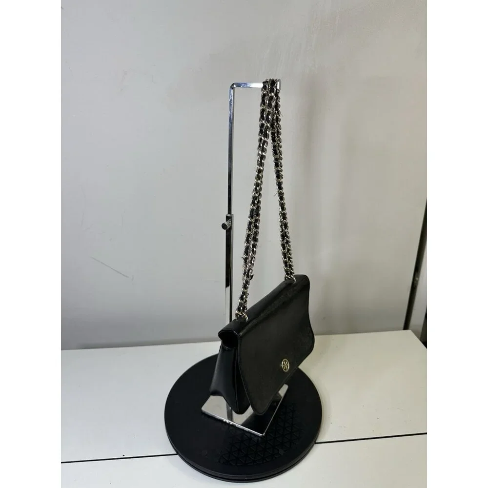 Tory Burch Shoulder Bag Chain Strap Saffiano Black